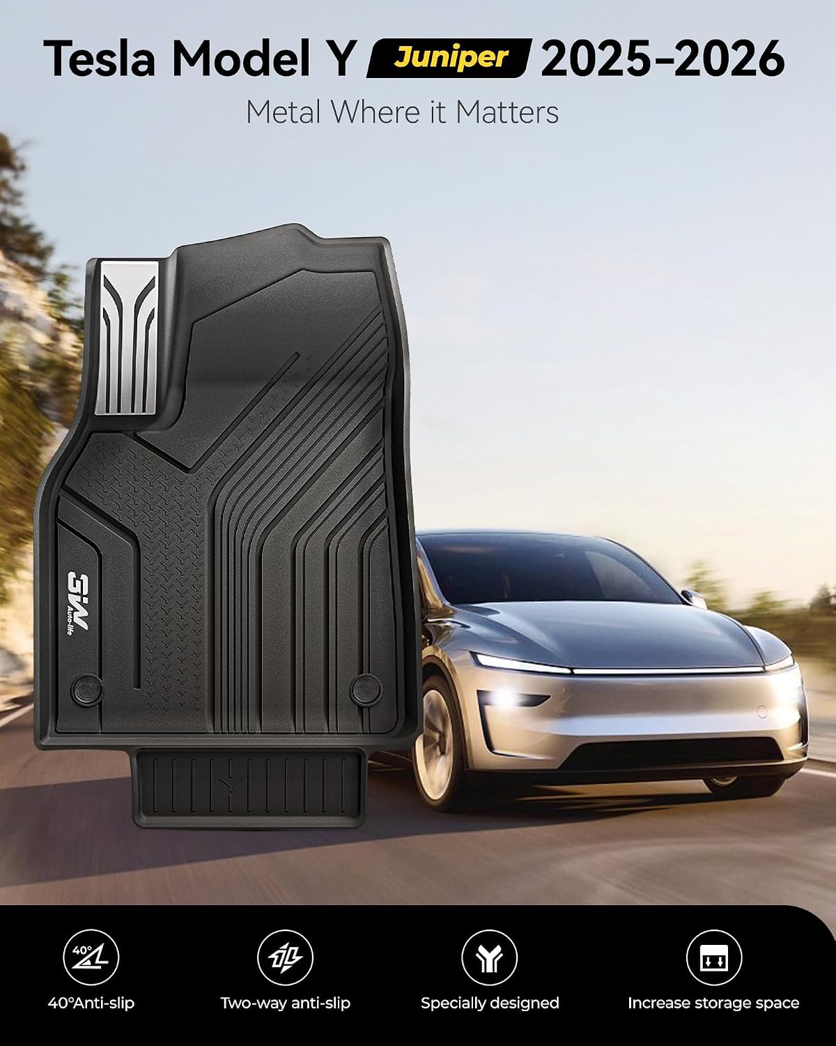 3W floor mats custom laser-fit for Tesla Model Y Juniper