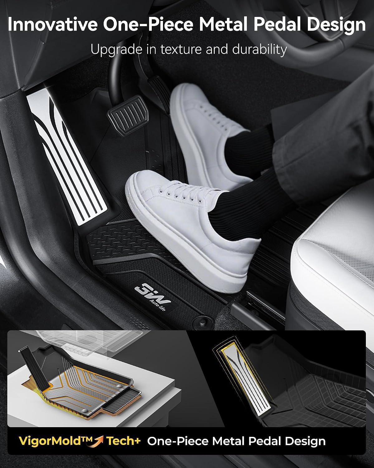 3W upgraded metal pedal area non-slip design