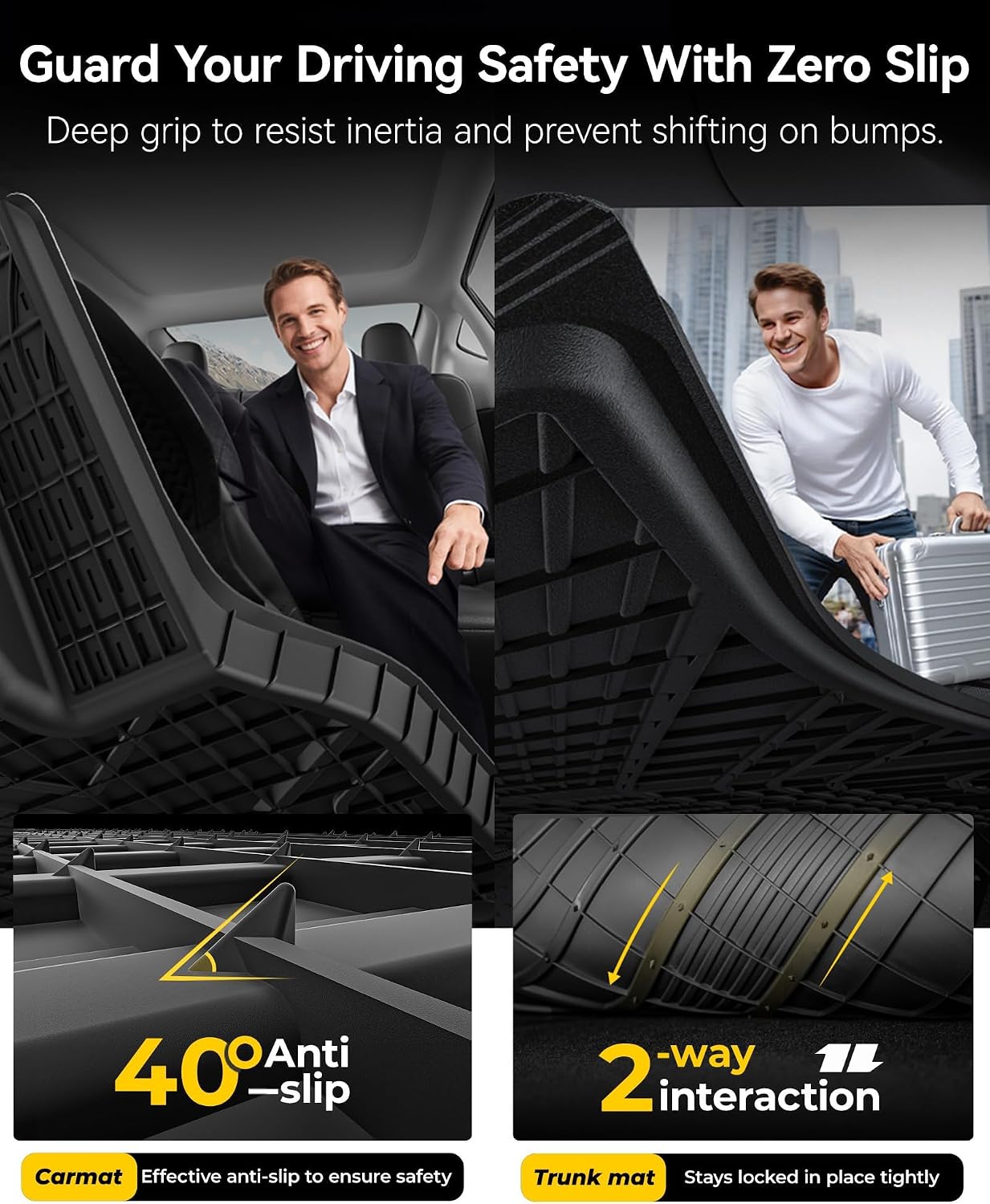 3W front floor mats with built-in storage space for umbrellas