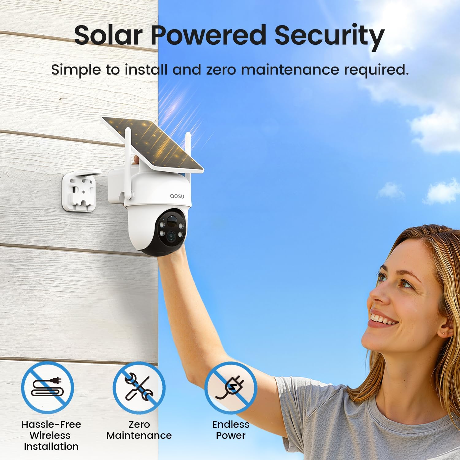 Woman installing aosu camera without tools