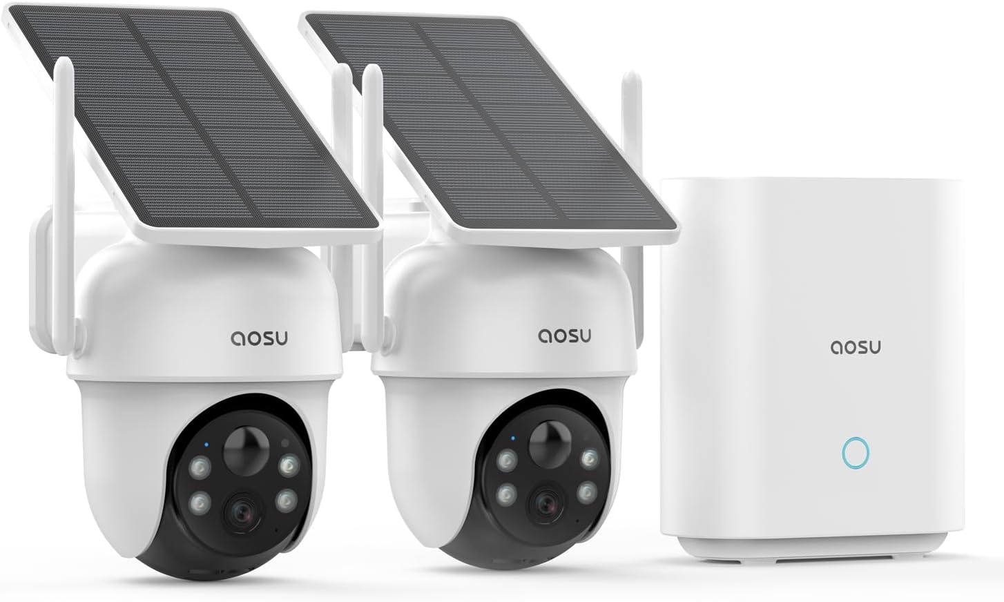 aosu 4-cam wireless outdoor security kit with solar panels and aosuBase hub