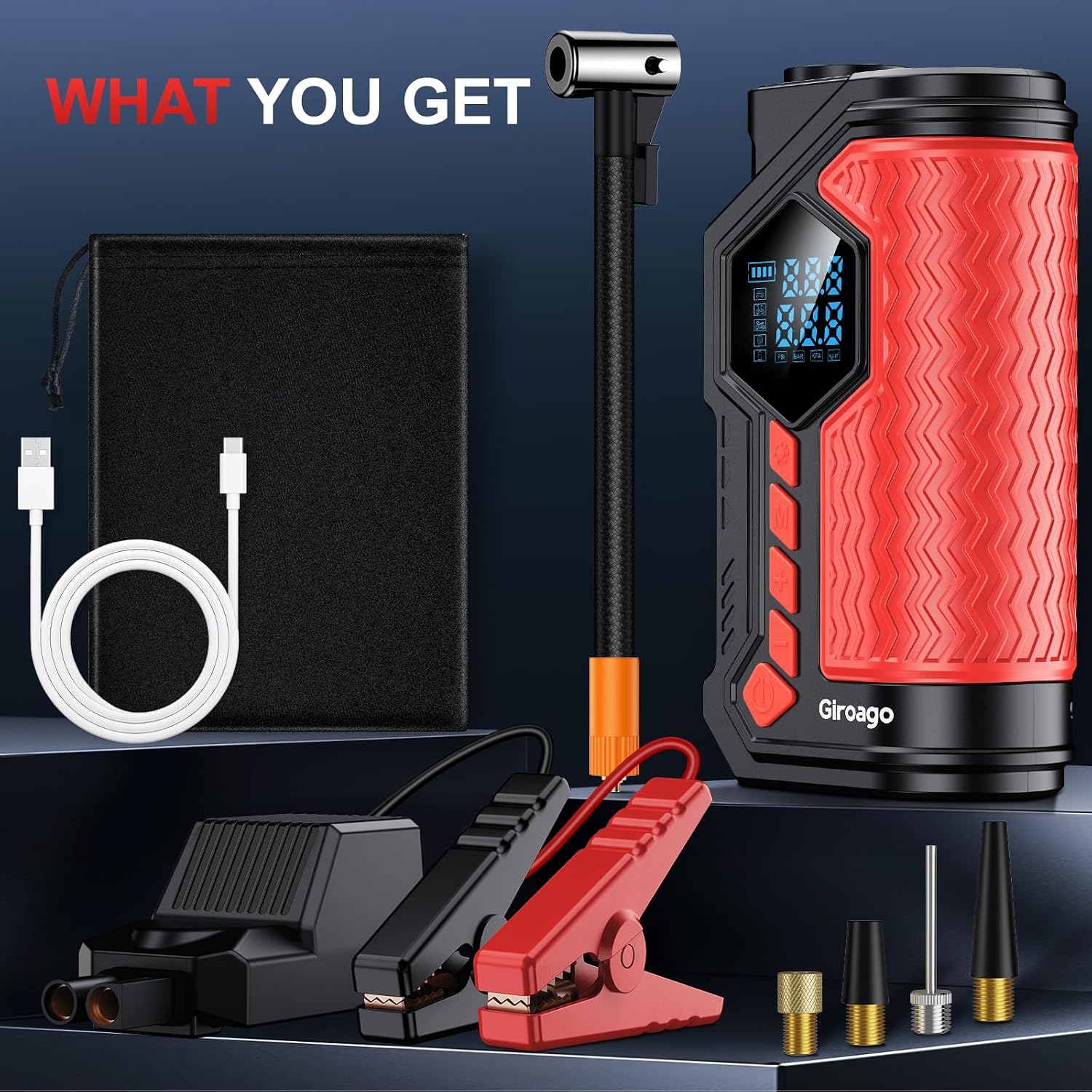 AVAPOW 6000A Jump Starter — Complete kit · Ready out of the box