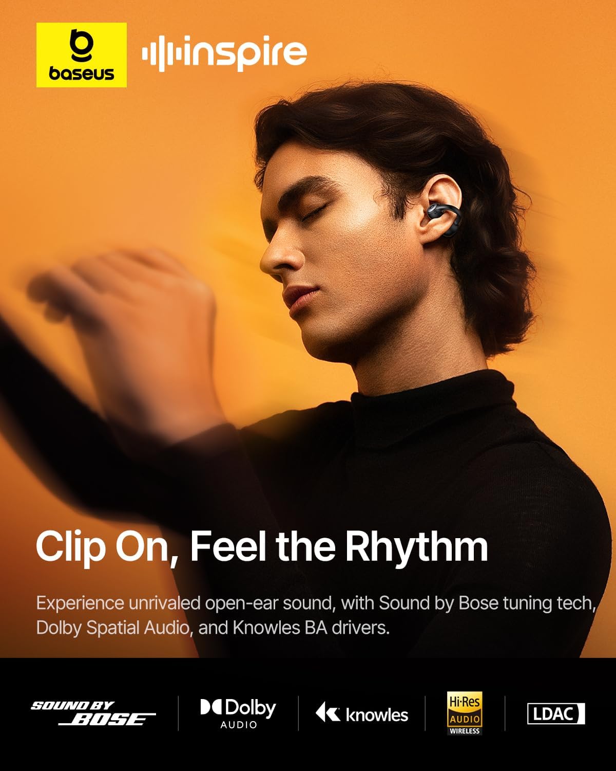 Inspire XC1 — clip on and feel the rhythm, immersive open-ear sound by Bose