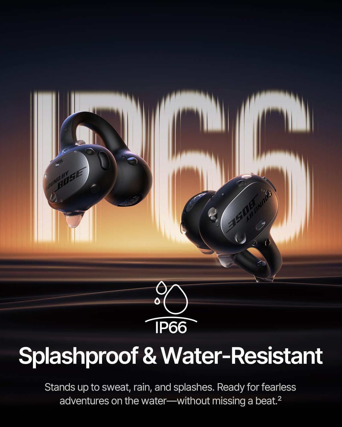 IP66 splashproof and water-resistant — safe from rain and sweat