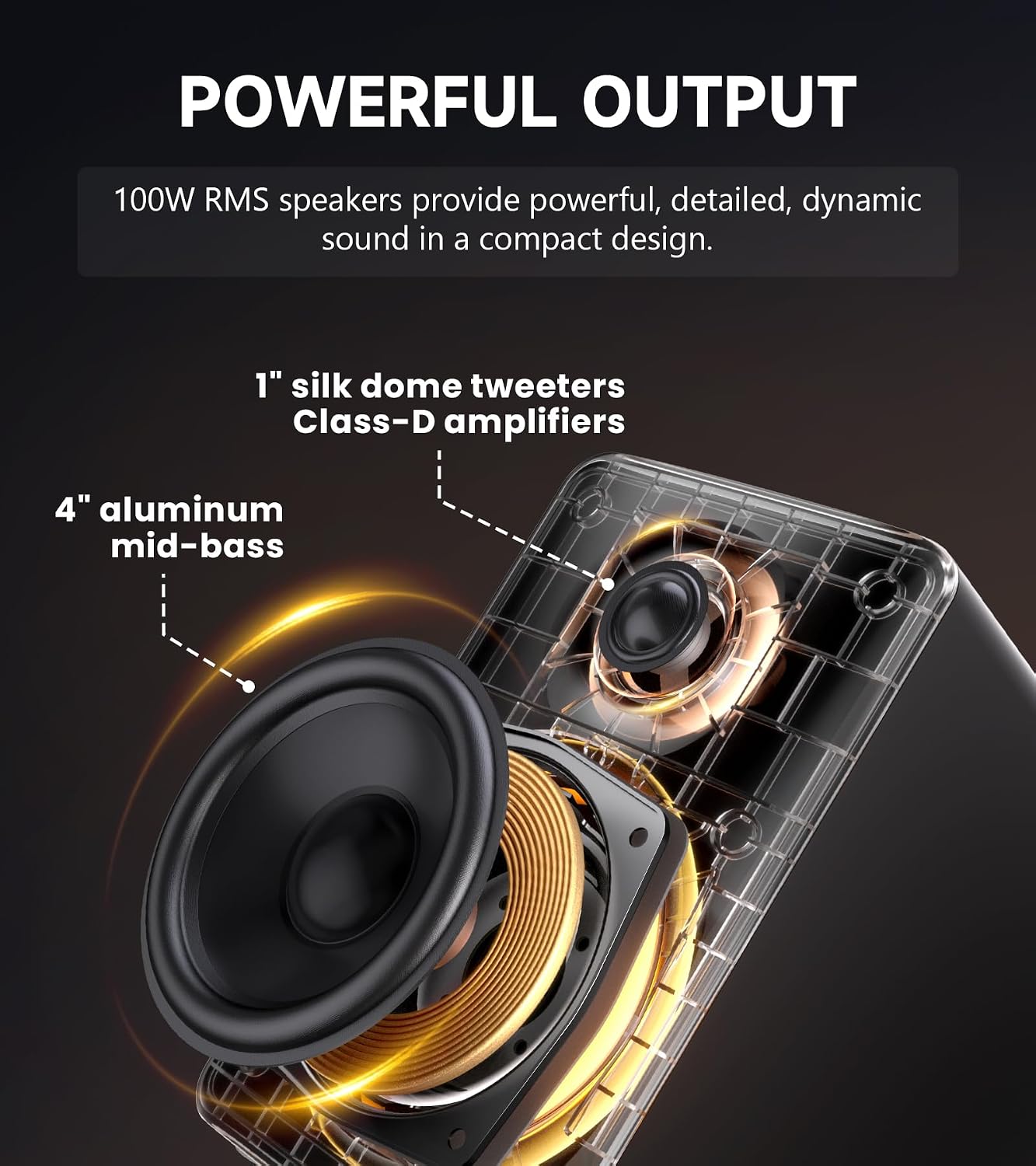 Edifier M90 Desktop Speakers — 100W RMS · Class-D amps · Silk dome tweeters