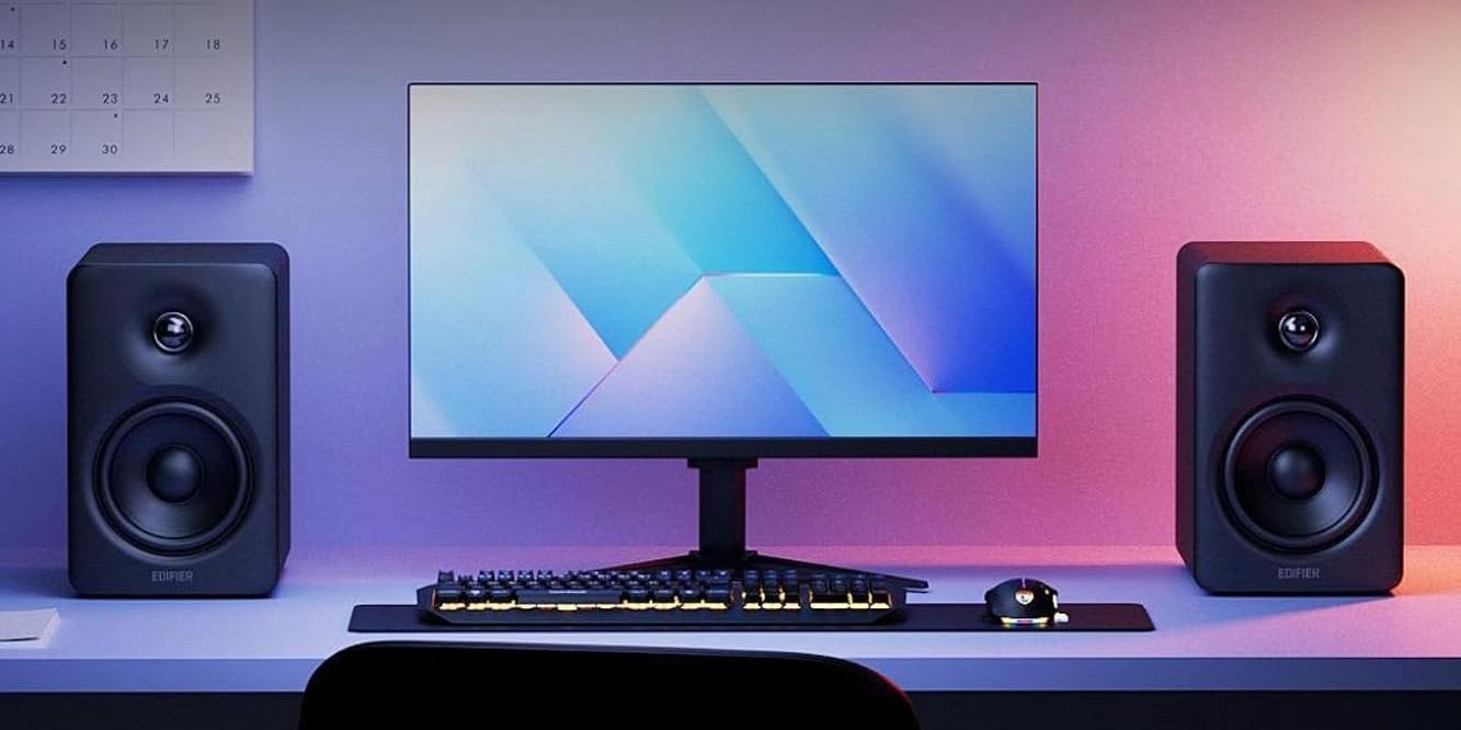 Edifier M90 speakers in a Hi-Res certified desk setup