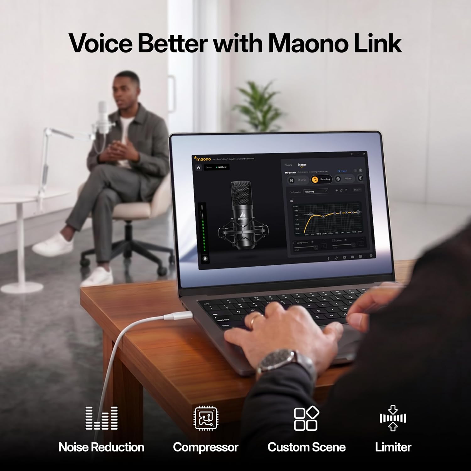 MAONO Link software interface for fine-tuning audio