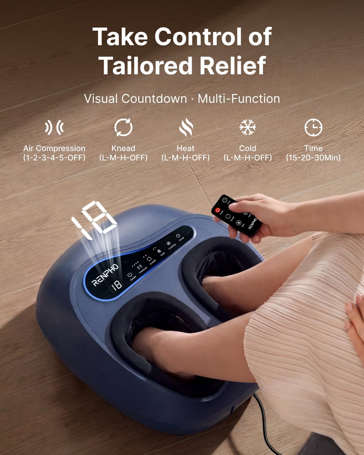 Take control of tailored relief — touch panel with countdown timer and remote