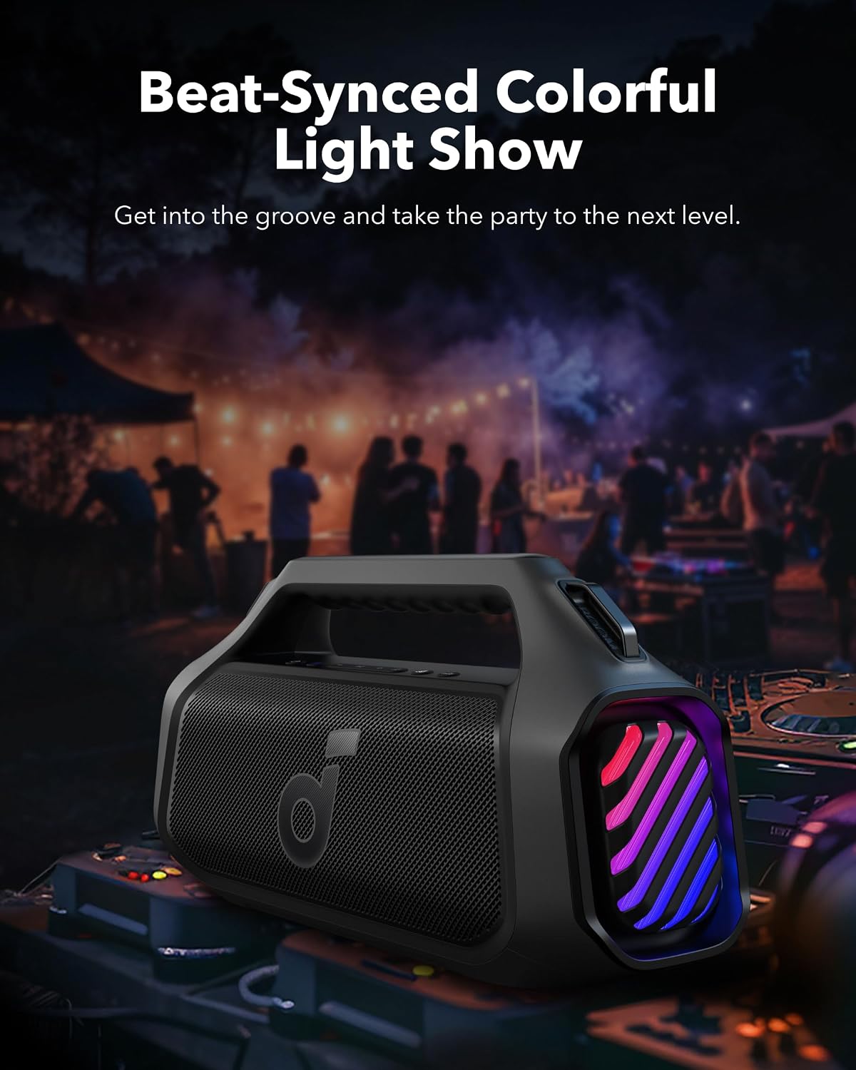 Beat-synced colorful light show that pulses to the music