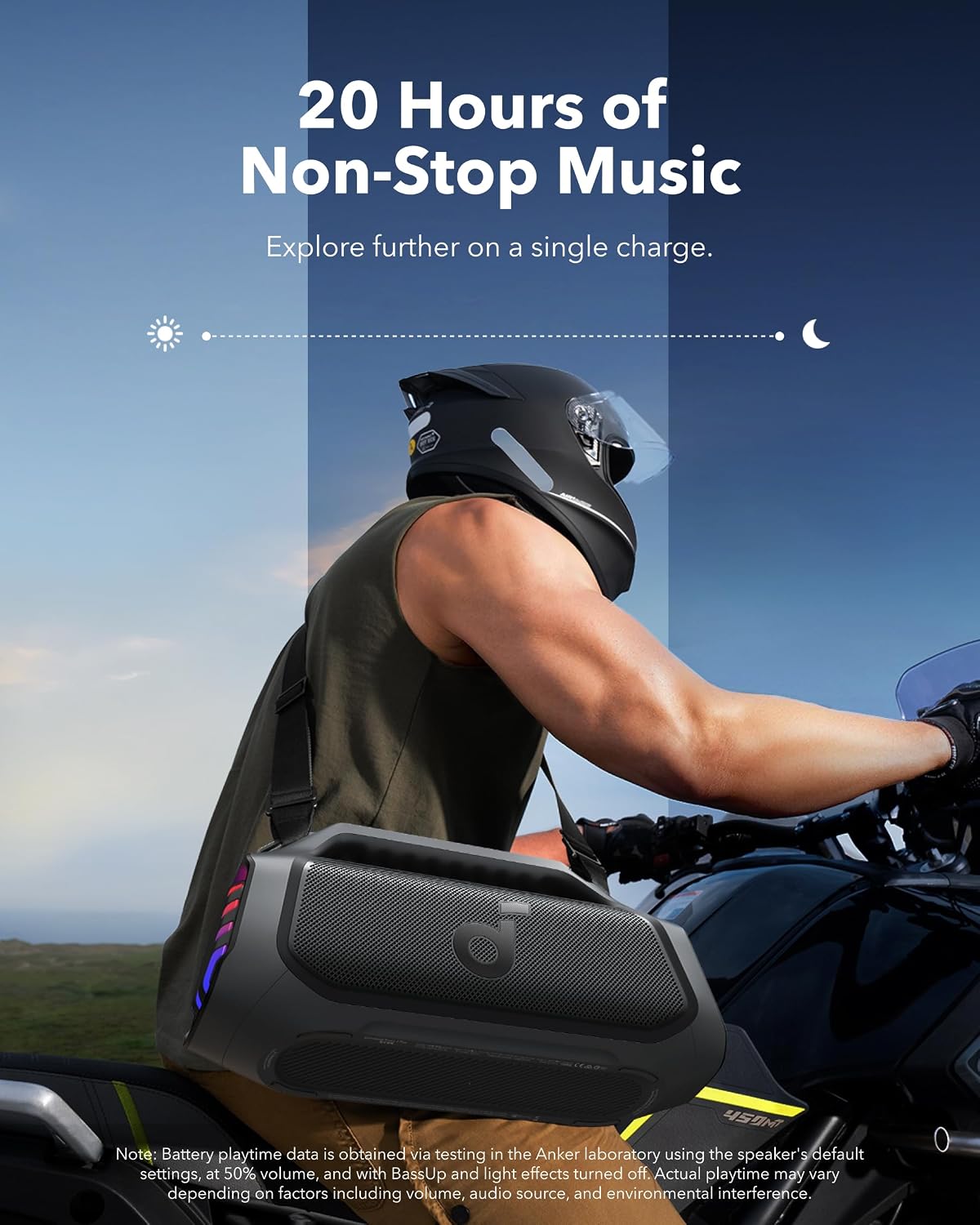 20 hours of non-stop music with 30W fast charging — one full charge in 3 hours