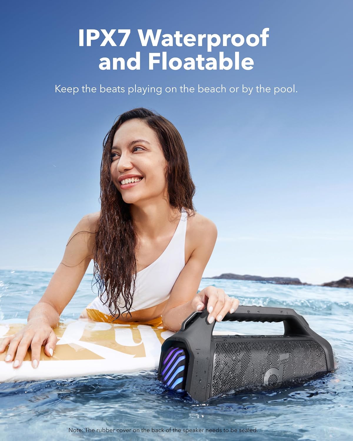IPX7 waterproof and floatable — keep the beats playing on the beach or by the pool