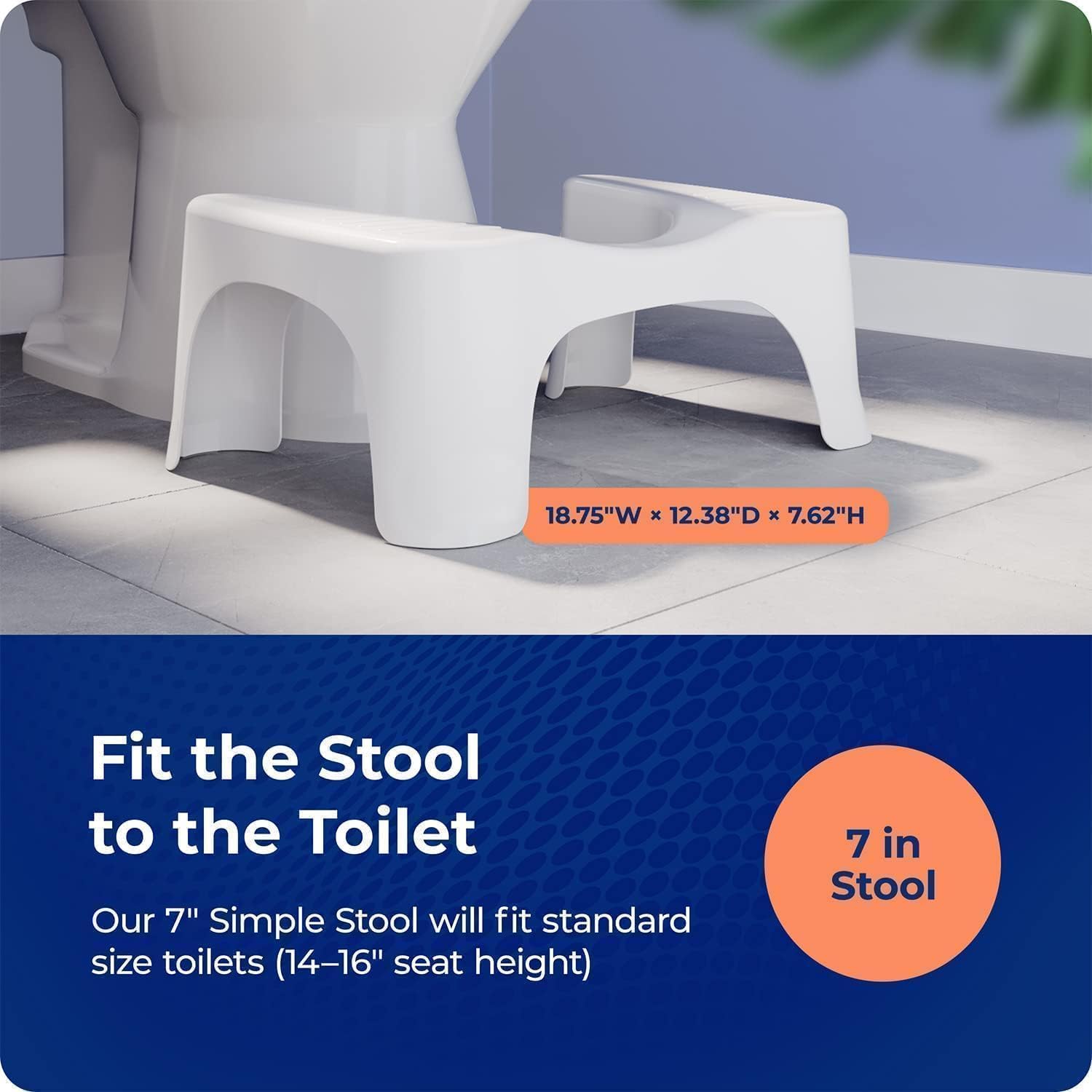 Simple Curve stool tucked under the toilet — sleek design that stays out of the way