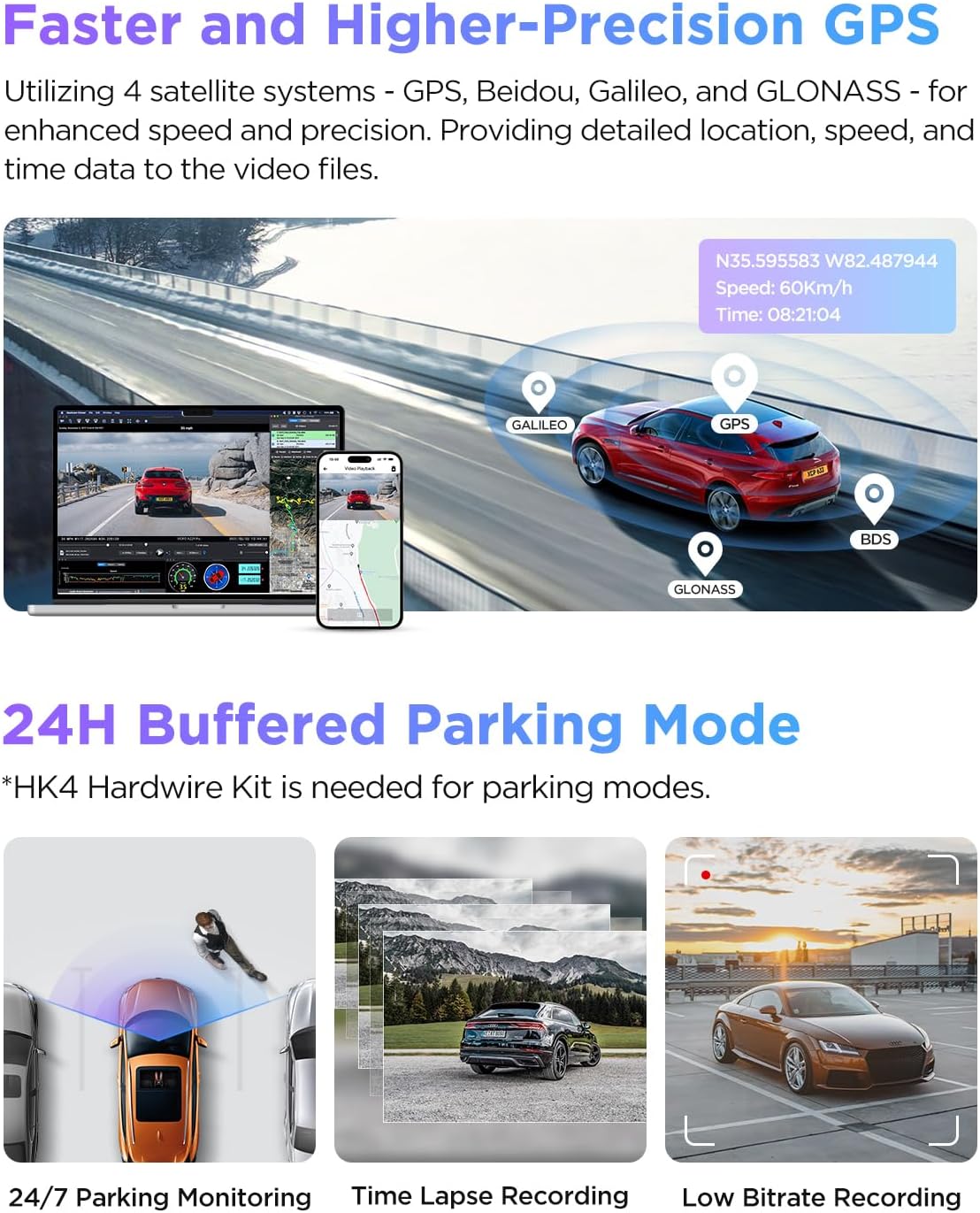 24-hour parking mode surveillance while car is parked