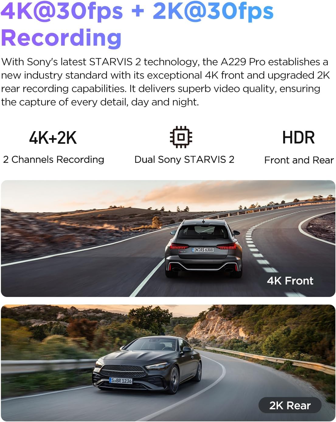 4K front and 2K rear resolution comparison